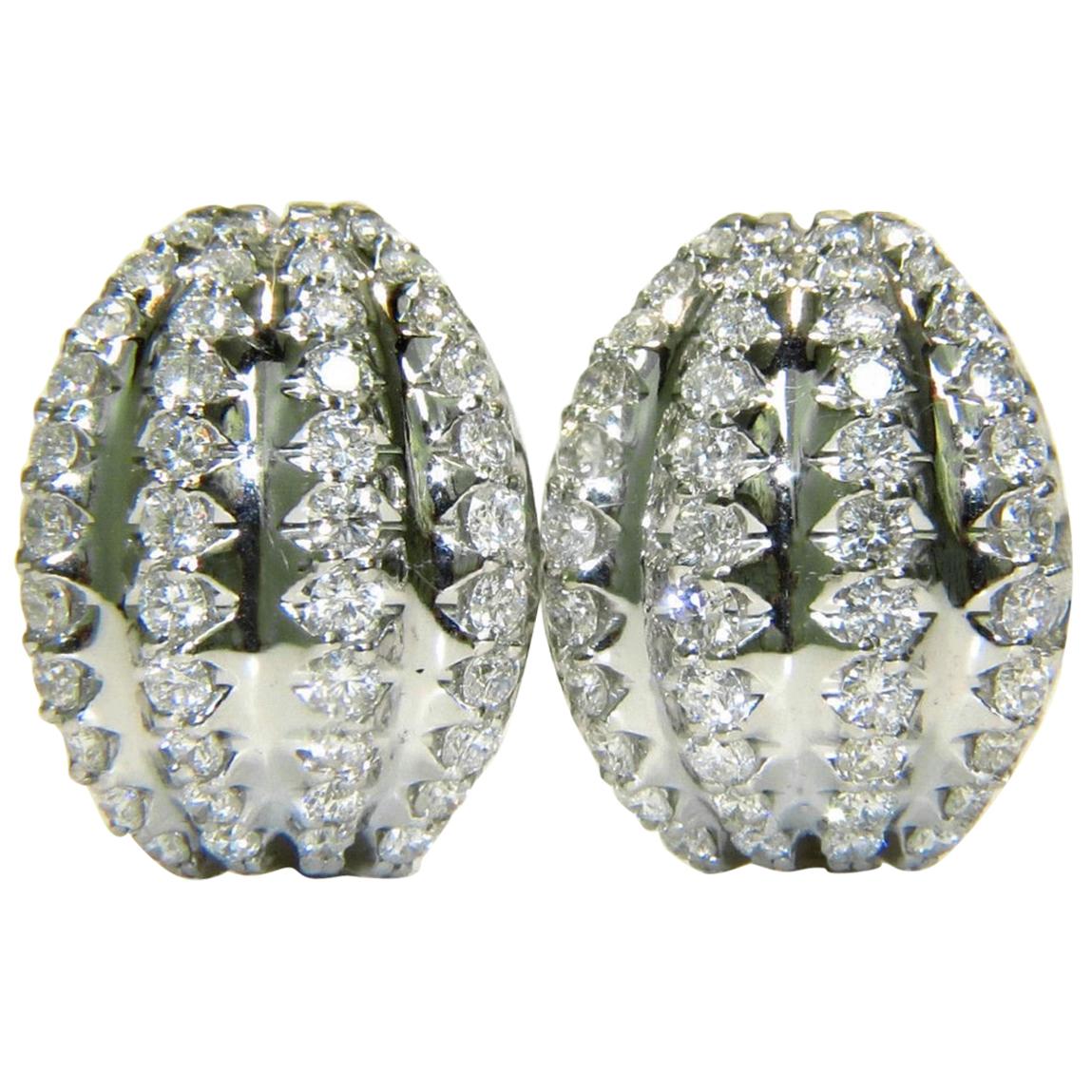 3.00 Carat Diamonds Deco Huggie Earrings G/VS 14 Karat