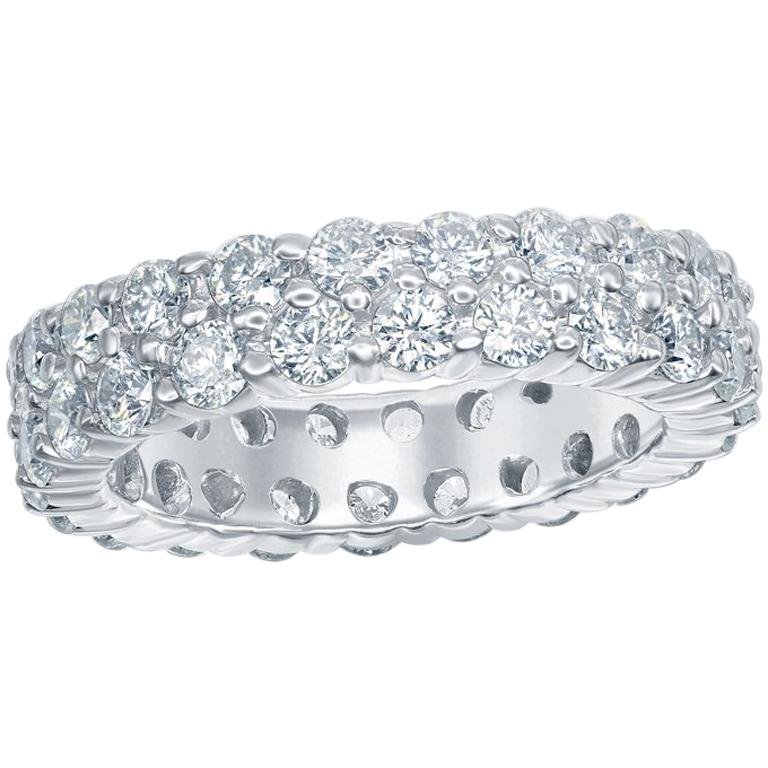 3.00 Carat Double Row Diamond Eternity Band For Sale