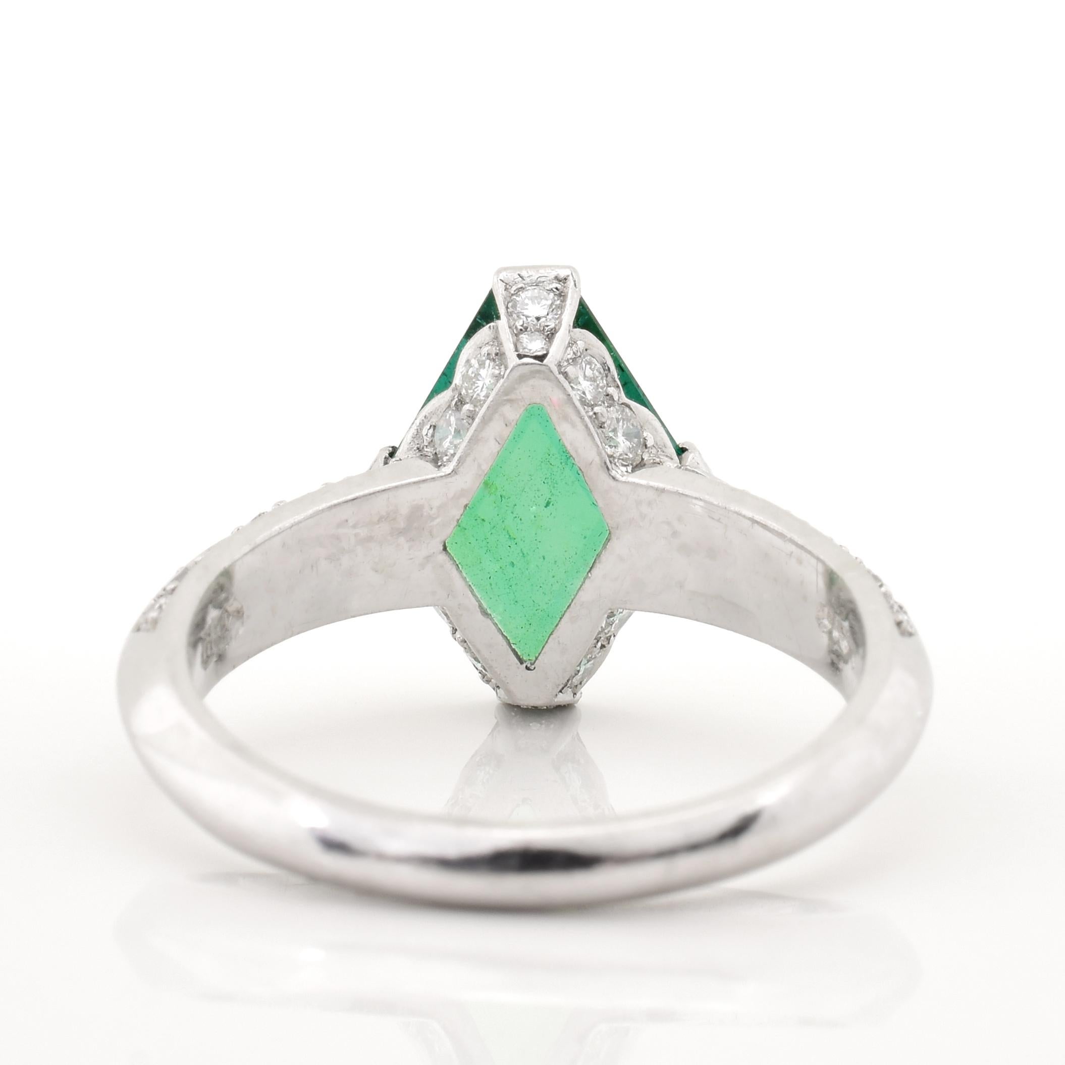 3.00 Carat Emerald Diamond Platinum Ring For Sale 1