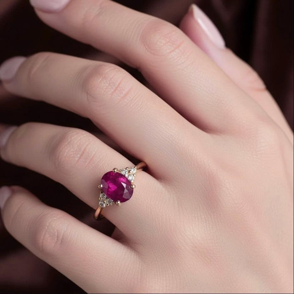 Anillo de cóctel de diamantes y rubíes de 3,00 quilates y 14 quilates en venta 6