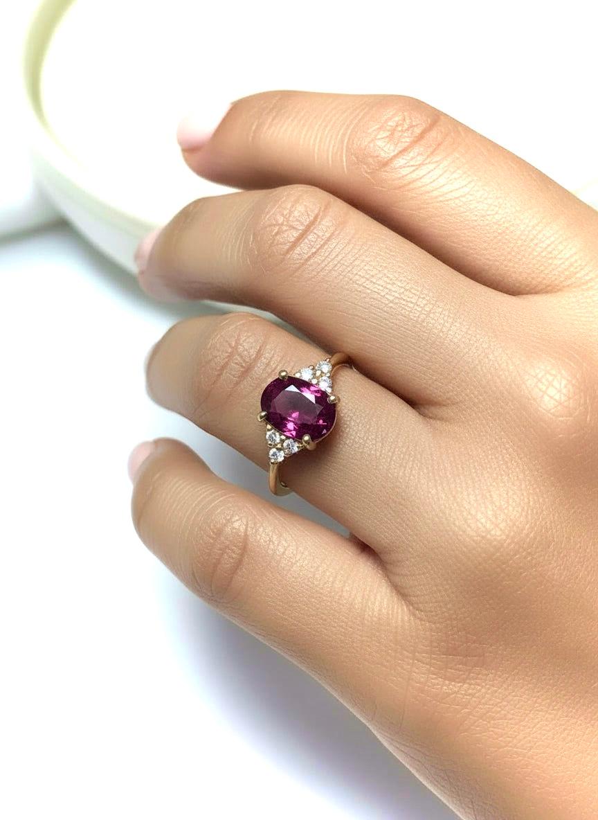 Anillo de cóctel de diamantes y rubíes de 3,00 quilates y 14 quilates en venta 2