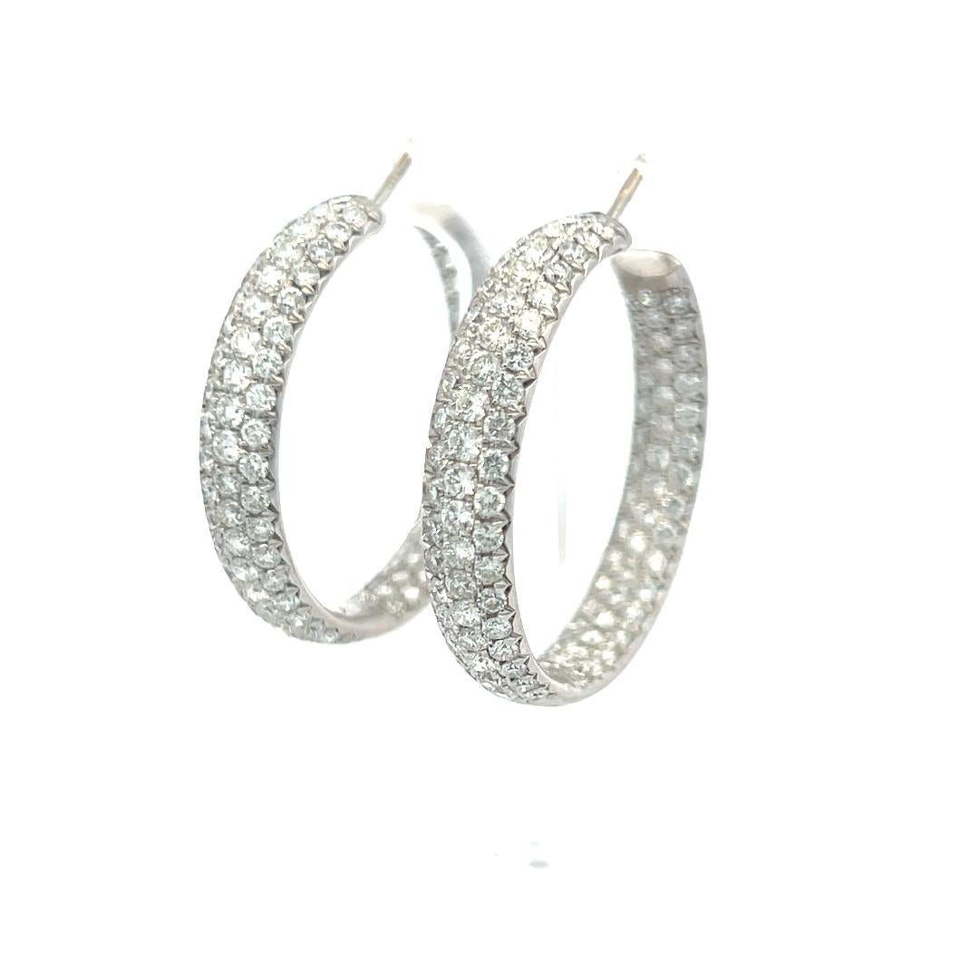 Orecchini a cerchio in oro bianco 18 carati con diamante 3,00 G VS2 in vendita 1