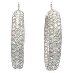 3.00 Carat G VS2 Diamond 18 Karat White Gold Hoop Earrings