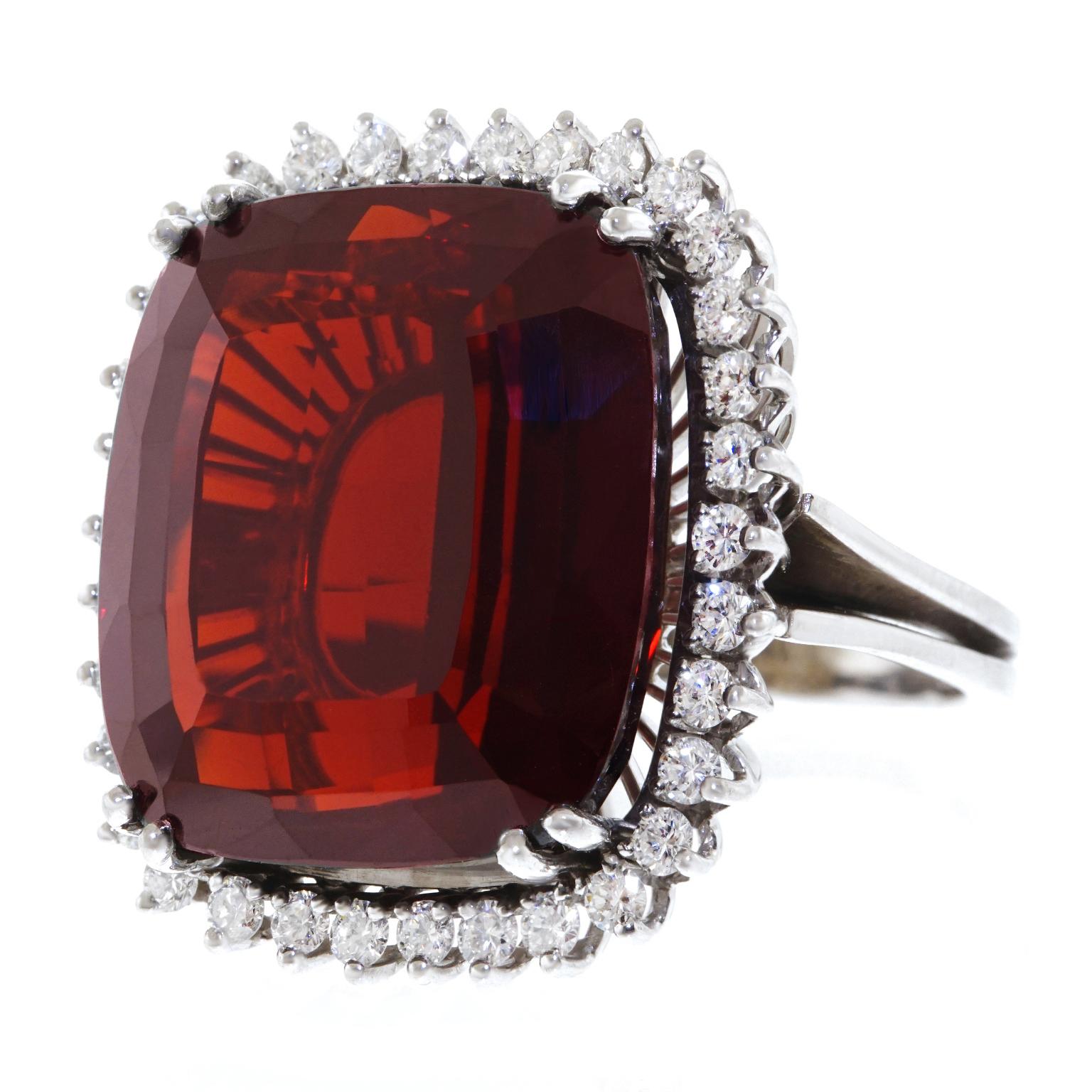 30.0 Carat Garnet and Diamond Set Ring In Excellent Condition In Litchfield, CT