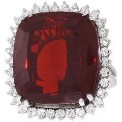 Vintage 30.0 Carat Garnet and Diamond Set Ring