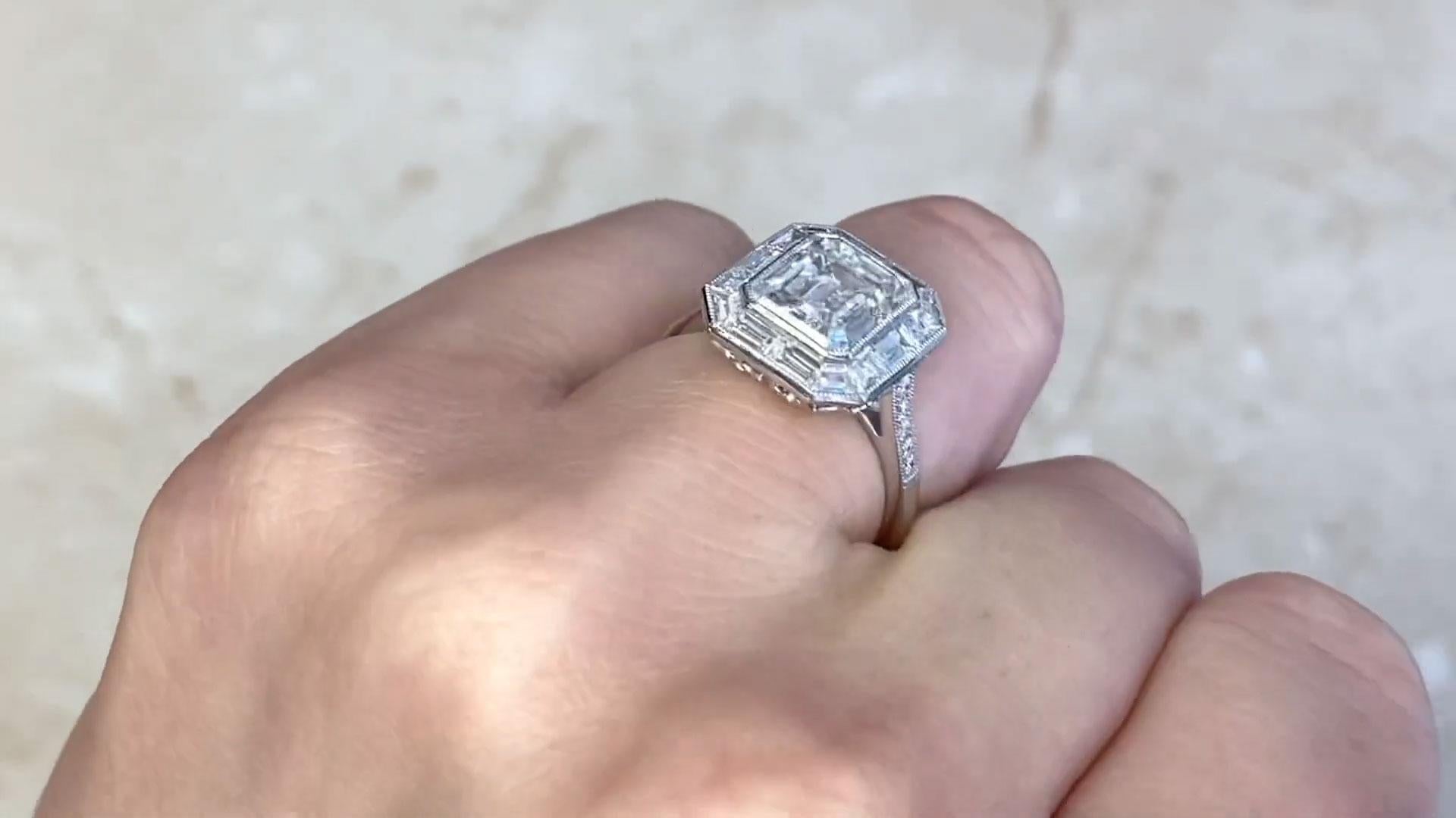 Emerald-Cut Diamond Engagement Ring (GIA Approx. 3.00-Carats), Platinum In Excellent Condition For Sale In New York, NY