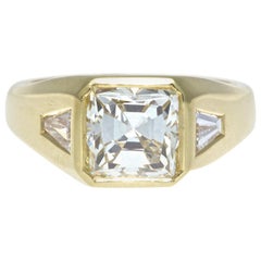 3.00 Carat GIA Square Cut Diamond 18 Karat Gold Ring