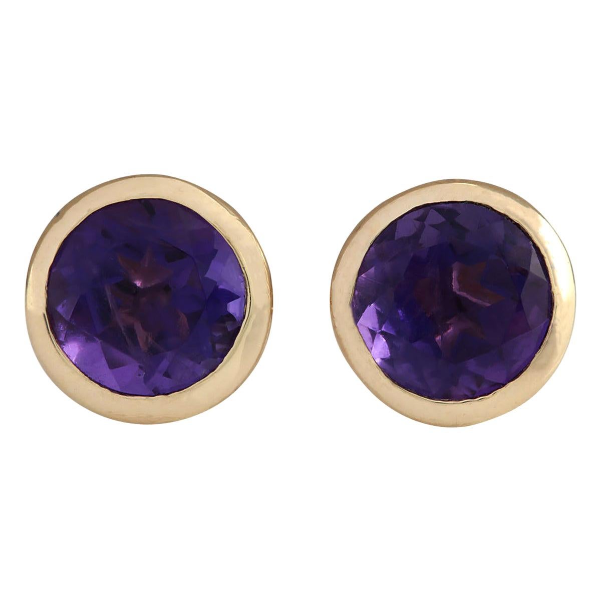 Amethyst Earrings In 14 Karat Yellow Gold 