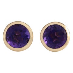 Amethyst Earrings In 14 Karat Yellow Gold 