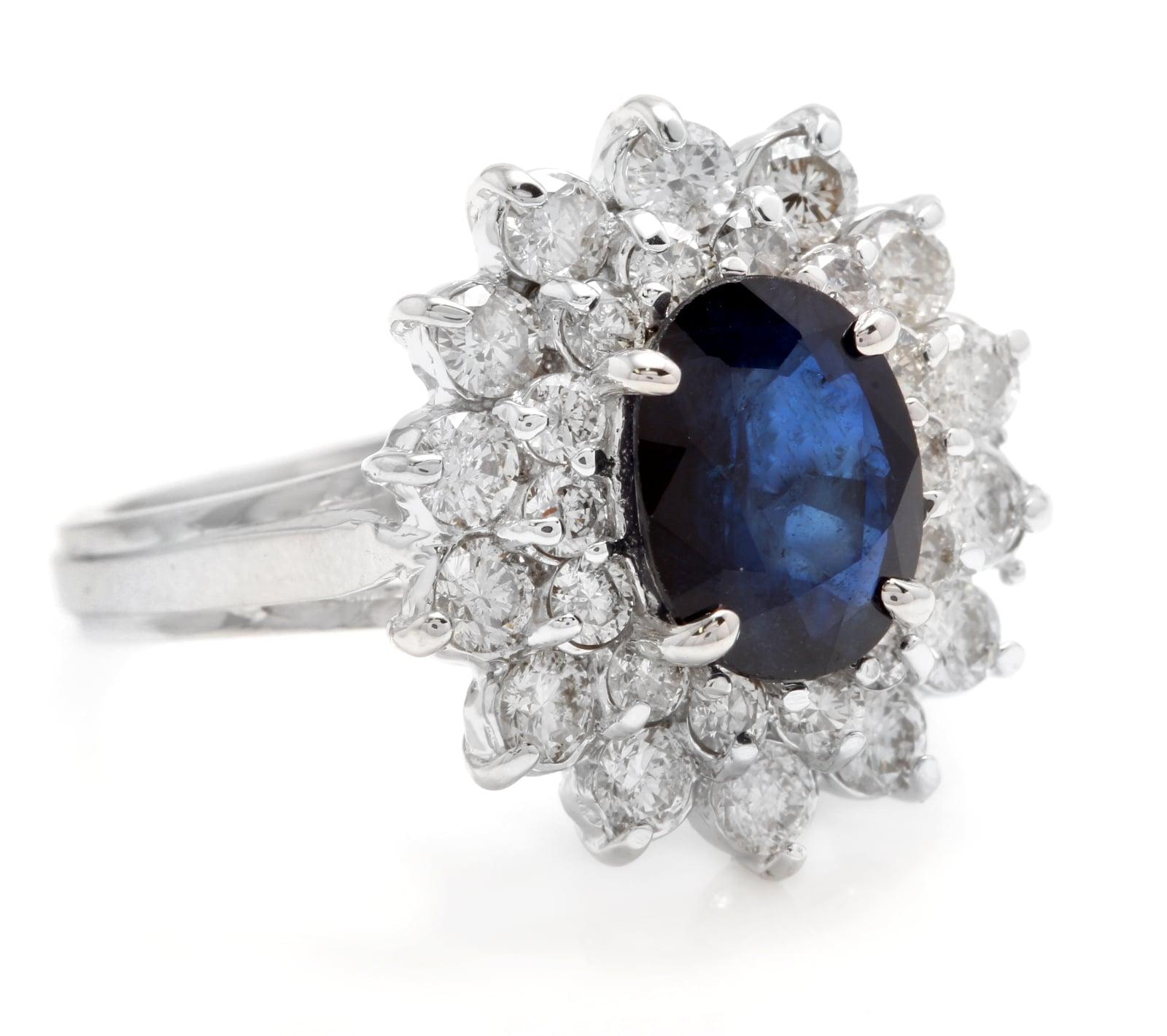 3.00 Carats Natural Blue Sapphire and Diamond 14K Solid White Gold Ring

Total Natural Blue Sapphire Weights: Approx. 1.70 Carats

Sapphire Measures: Approx. 8 x 6mm

Natural Round Diamonds Weight: Approx. 1.30 Carats (color G-H / Clarity