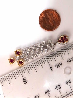 3.00 Carat Natural Deep Red Ruby Diamond by Yard Dangle Earrings 14 Karat**