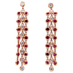 3.00 Carat Natural Deep Red Ruby Diamond by Yard Dangle Earrings 14 Karat**