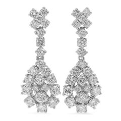 3.00 Carat Natural Diamond 14 Karat Solid White Gold Dangle Earrings