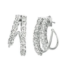 Pendientes de dos filas con diamantes naturales de 3,00 quilates, G SI, en oro blanco de 14k