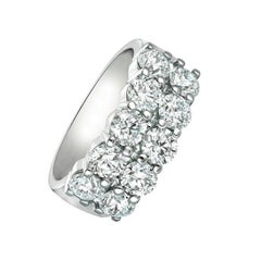 3.00 Carat Natural Diamond 2 Rows Ring G SI 14 Karat White Gold