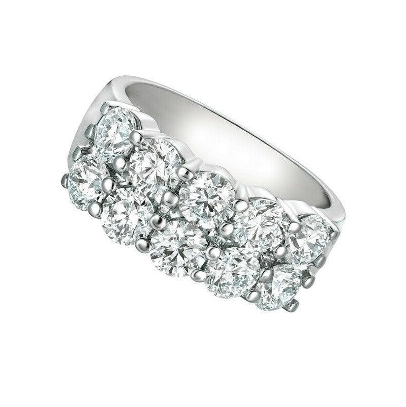 Im Angebot: 3,00 Karat natürlicher Diamant 2 Reihen Ring G SI 14 Karat Weißgold () 3
