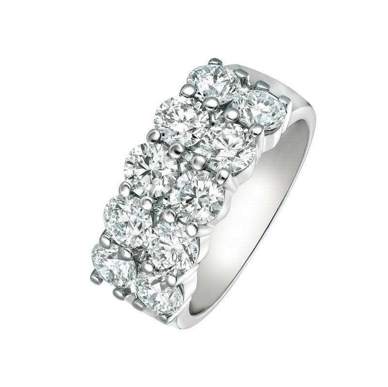 Im Angebot: 3,00 Karat natürlicher Diamant 2 Reihen Ring G SI 14 Karat Weißgold () 4