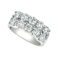 3.00 Carat Natural Diamond 2 Rows Ring G SI 14 Karat White Gold