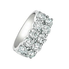 3.00 Carat Natural Diamond 2 Rows Ring G SI 14 Karat White Gold