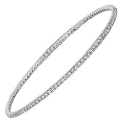 Bracelet jonc en or blanc 14 carats avec diamants naturels de 3,00 carats G SI