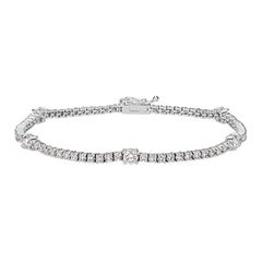 3.00 Carat Natural Diamond Bracelet 14K White Gold