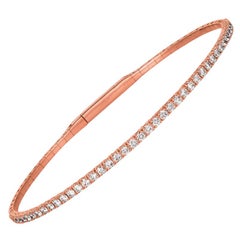 Bracelet jonc souple en or rose 14 carats avec diamants naturels de 3,00 carats G-H SI