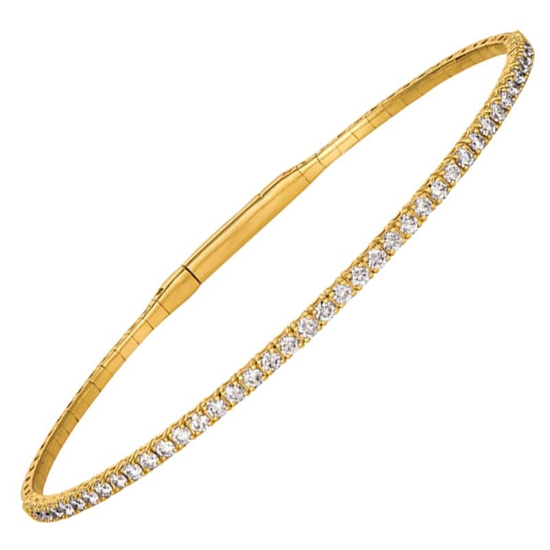 Bracelet jonc souple en or jaune 14 carats avec diamants naturels de 3,00 carats G-H SI