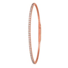 3.00 Carat Natural Diamond Flexible Bangle Bracelet G-H SI 14 Karat Rose Gold