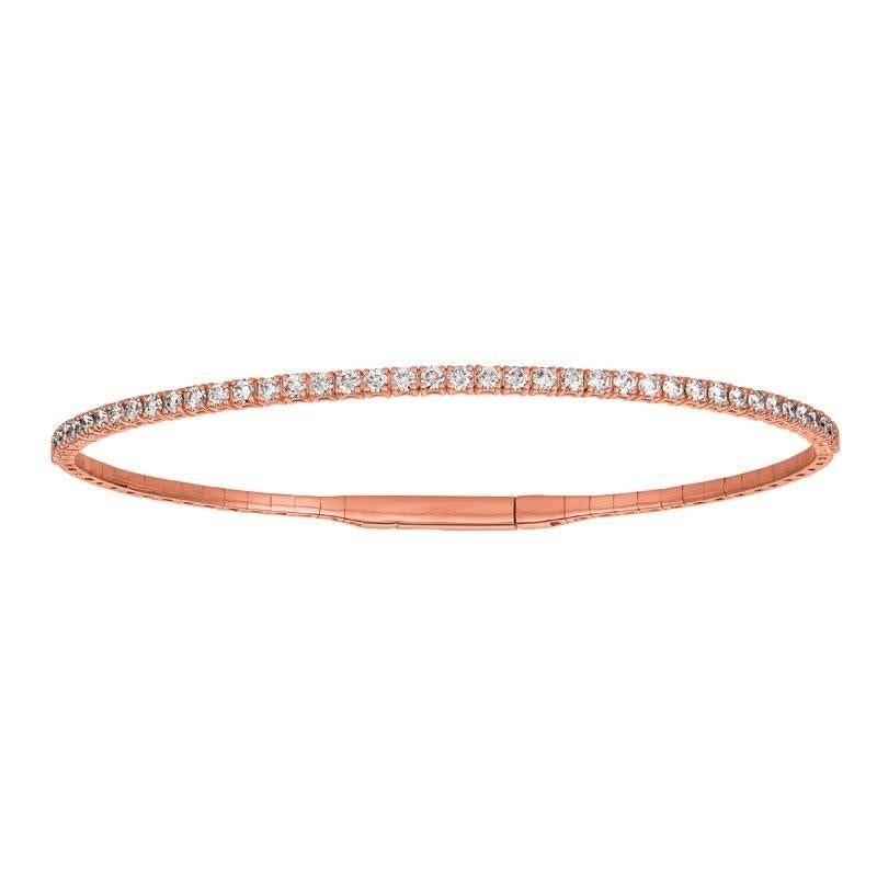 Contemporain Bracelet jonc souple en or rose 14 carats avec diamants naturels de 3,00 carats G-H SI en vente