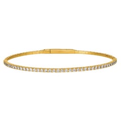 3.00 Carat Natural Diamond Flexible Bangle Bracelet G-H SI 14k Yellow Gold