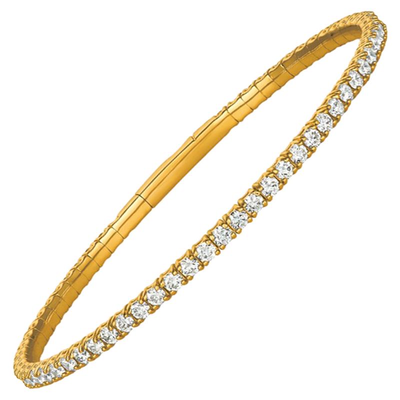 Flexibles Tennisarmband, 3,00 Karat natürlicher Diamant G SI 14 Karat Gelbgold im Angebot
