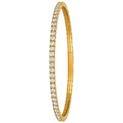 3.00 Carat Natural Diamond Flexible Tennis Bracelet G SI 14 Karat Yellow Gold