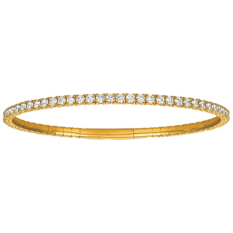 Flexibles Tennisarmband, 3,00 Karat natürlicher Diamant G SI 14 Karat Gelbgold (Zeitgenössisch) im Angebot