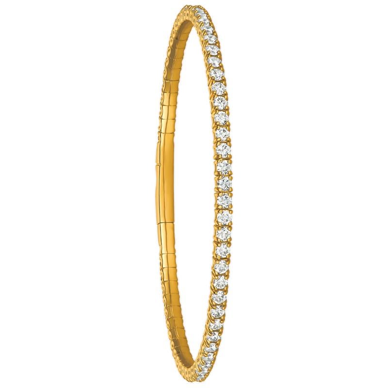 Flexibles Tennisarmband, 3,00 Karat natürlicher Diamant G SI 14 Karat Gelbgold (Rundschliff) im Angebot