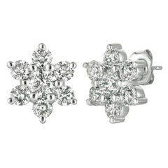 Orecchini a grappolo di diamanti naturali da 3,00 carati G SI in oro bianco 14K