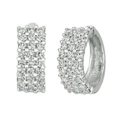 3.00 Carat Natural Diamond Hoop Earrings G SI 14k White Gold