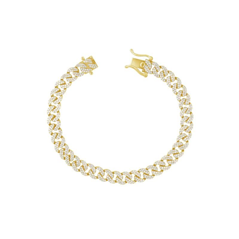 Contemporain Bracelet à maillons cubains en or blanc 14 carats avec diamants naturels de 3,00 carats G SI de Miami en vente