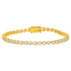 3.00 Carat Natural Diamond Tennis Bracelet 3 Prong 14K Yellow Gold 7''