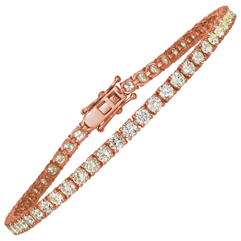 Bracelet tennis en or rose 14 carats avec diamants naturels de 3,00 carats G SI