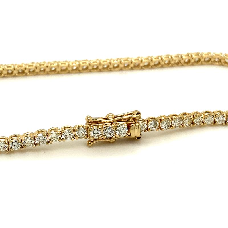 Contemporary 3.00 Carat Natural Diamond Tennis Bracelet G SI 14 Karat Yellow Gold For Sale