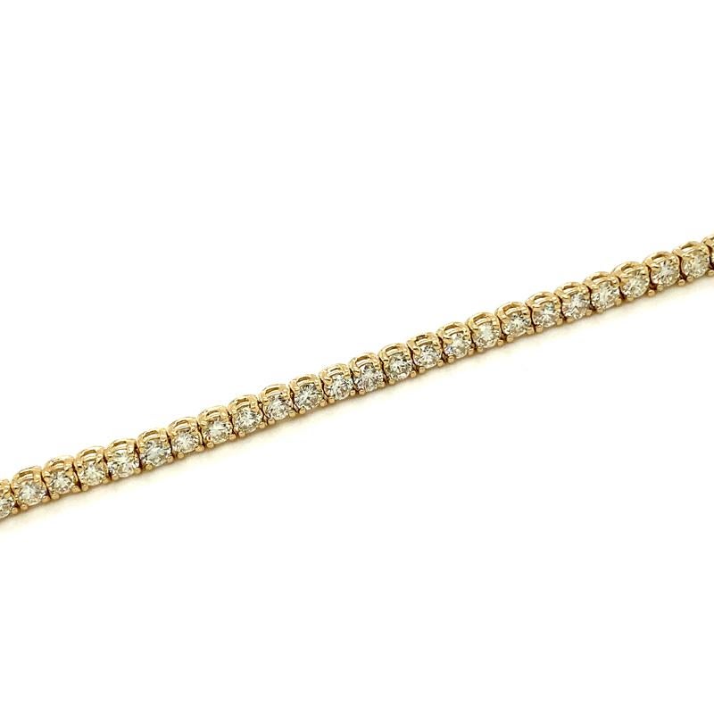 Round Cut 3.00 Carat Natural Diamond Tennis Bracelet G SI 14 Karat Yellow Gold For Sale