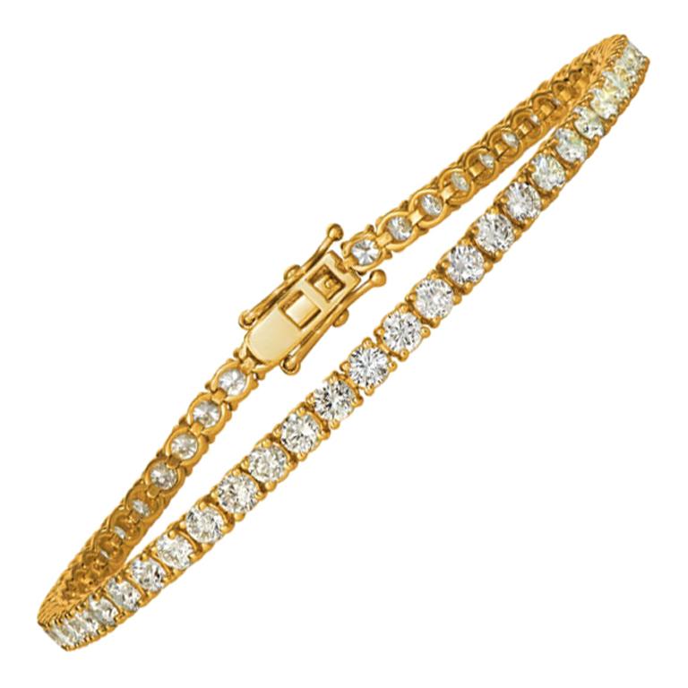 Bracelet tennis en or jaune 14 carats avec diamants naturels de 3,00 carats G SI