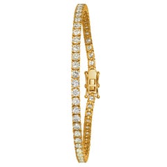3.00 Carat Natural Diamond Tennis Bracelet G SI 14 Karat Yellow Gold