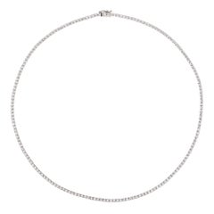 3.00 Carat Natural Diamond Tennis Necklace G SI 14 Karat White Gold