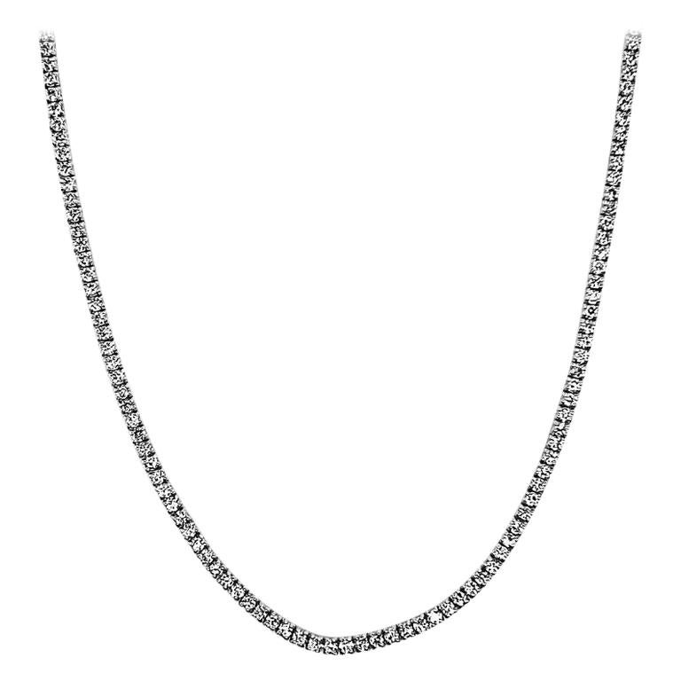 3,00 Karat natürlicher Diamant Tennis Halskette G SI 14 Karat Weißgold im Angebot