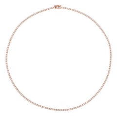 3.00 Carat Natural Diamond Tennis Necklace G SI 14k Rose Gold