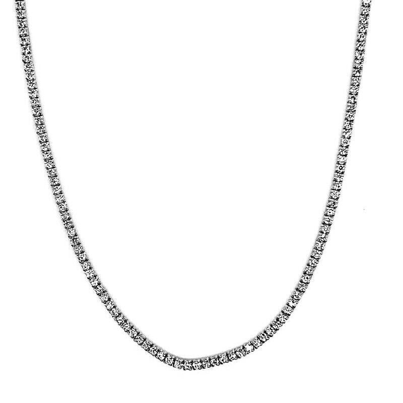 Contemporary 3.00 Carat Natural Diamond Tennis Necklace G SI 14 Karat White Gold For Sale