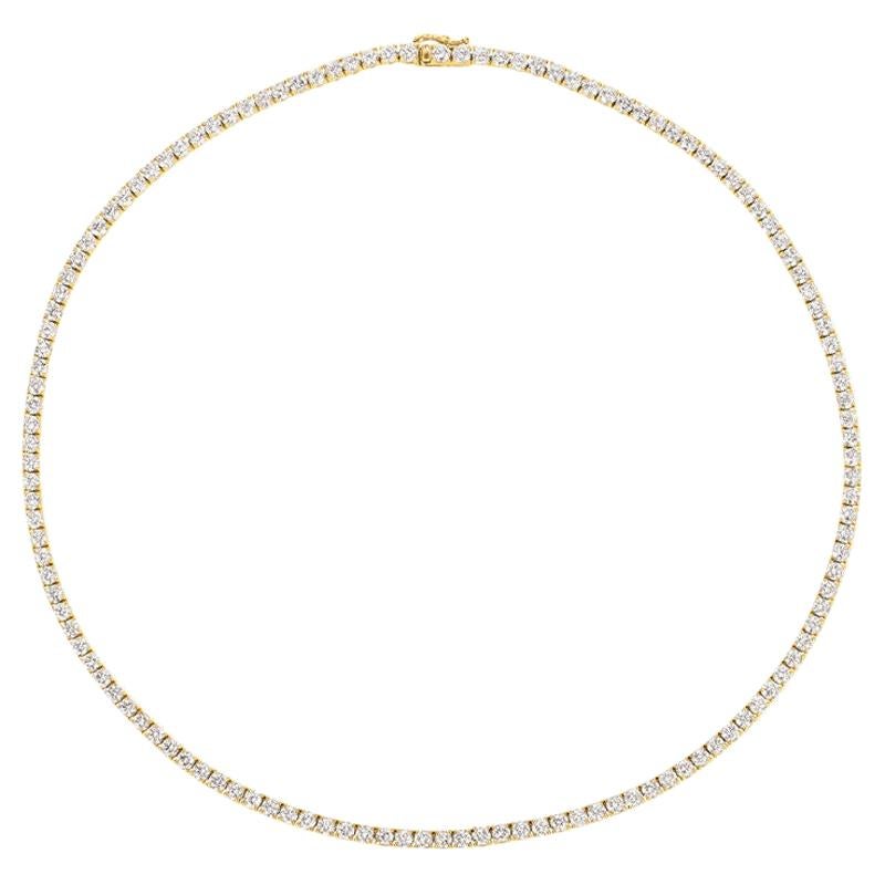 3.00 Carat Natural Diamond Tennis Necklace G SI 14K Yellow Gold