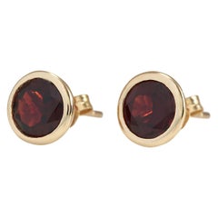 Garnet Earrings In 14 Karat Yellow Gold