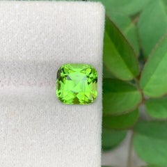 3.00 Carat Natural Loose Apple Green Peridot Cushion Cut Pakistani Gemstone